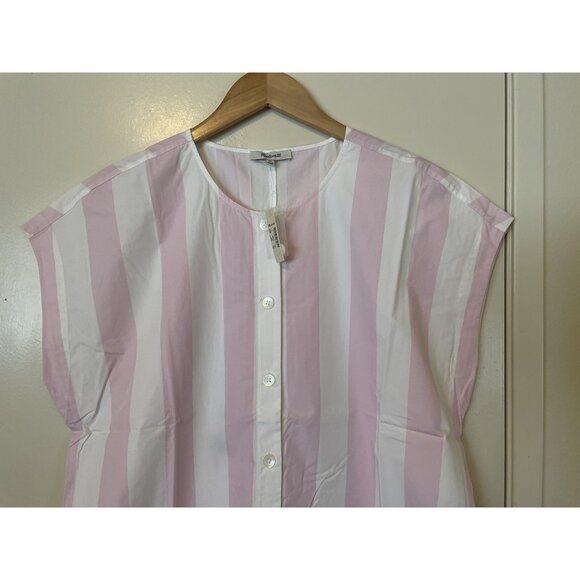 New Womens Madewell Coverall Button Jumpsuit Pink White Striped Size XL - Picture 3 of 11